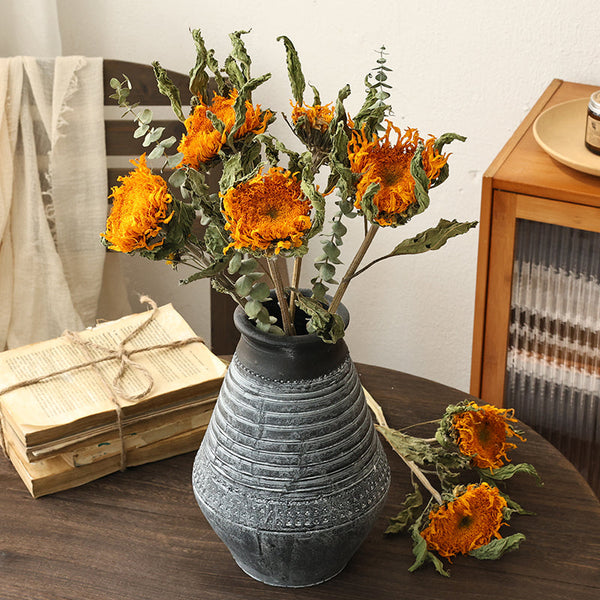 A Bunch of Sunflowers, Natural Decorations, Flower Arrangement, Handmade Artificial Flowers for Home Decor, Natural Dried Sunflower Stems-Art Painting Canvas