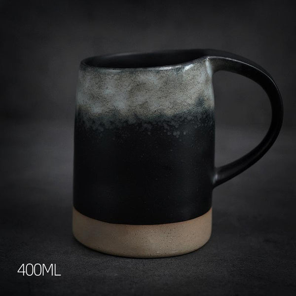 Black Pottery Coffee Cup, Ceramic Coffee Mug, Latte Coffee Cup, Handmade Coffee Cup, Large Tea Cup-Art Painting Canvas