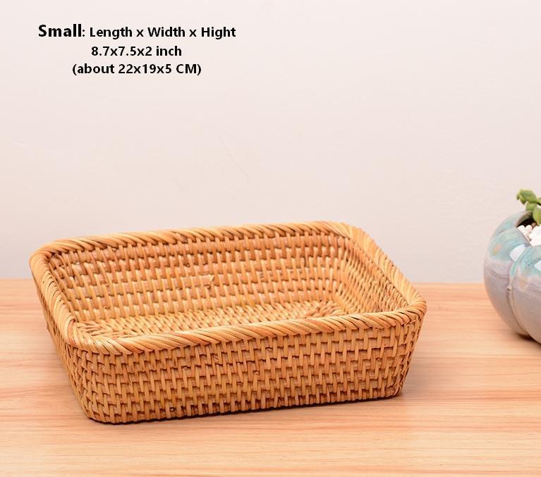 Rectangular Storage Baskets for Pantry, Small Rattan Kitchen Storage Basket, Storage Baskets for Shelves, Woven Storage Baksets-Art Painting Canvas