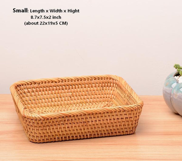 Rectangular Storage Baskets for Pantry, Small Rattan Kitchen Storage Basket, Storage Baskets for Shelves, Woven Storage Baksets-Art Painting Canvas