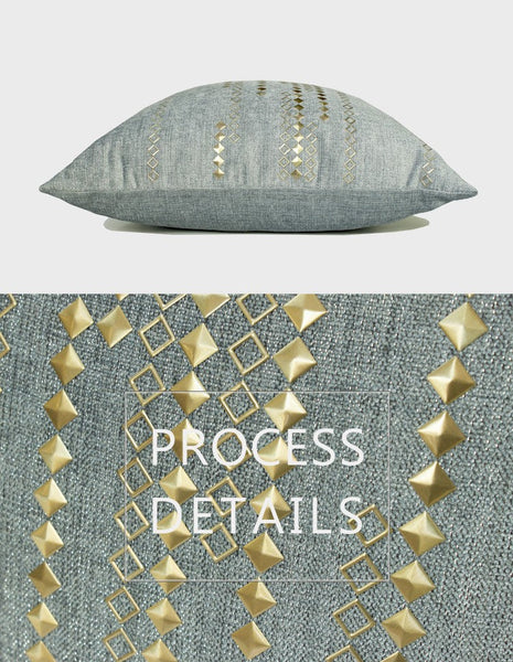 Grey Blue Decorative Throw Pillow for Couch, Large Square Pillows, Modern Sofa Pillows, Simple Modern Throw Pillows for Couch-Art Painting Canvas