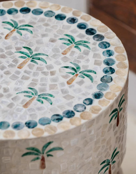 Contemporary Bedside Table, Bedside Small Side Table, Creative Coffee Table, Elegant Small End Table, Modern Side Table, Contemporary Side Table, Portable Casual Side Table, Shell Small Sofa Side Table-Art Painting Canvas