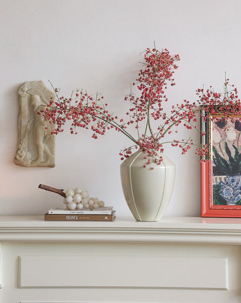 Centerpiece Ceramic Bouquet Vases, Porcelain Vases for Modern Home Decor, Large Contemporary Vases on Dining Table, Handmade Modern Flower Vase-Art Painting Canvas