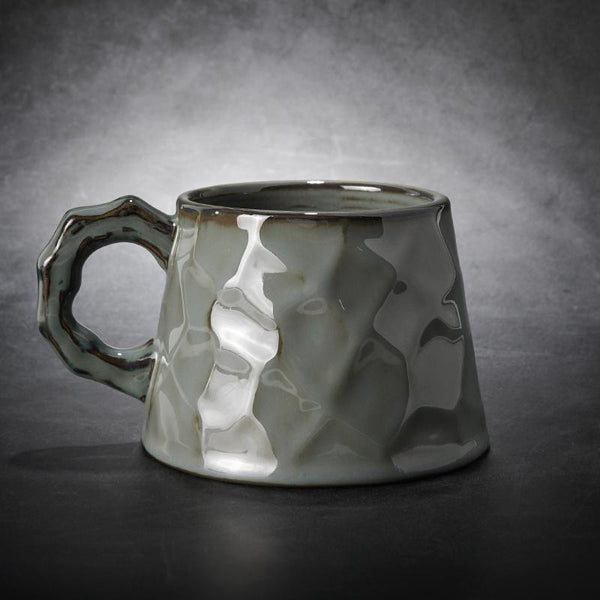 White Ceramic Coffee Mug, Large Capacity Coffee Cups, Large Tea Cup, Large Handmade Pottery Coffee Cup, Black Coffee Cup-Art Painting Canvas