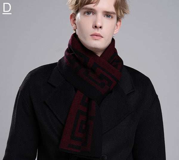 Gray Thick Wool Scarf, Black Business Formal Men Scarf Styles, Wool Scarf for Gentleman, Men's Winter Scarf, Casual Scarf Men, Men's Wool Scarf Winter, Red Fashion Scarf-Art Painting Canvas