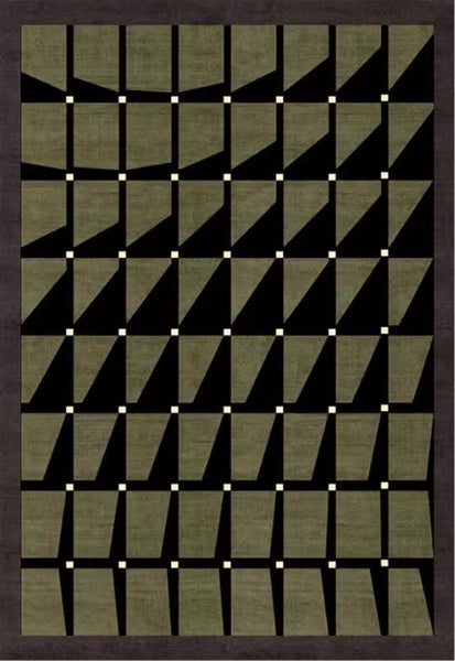 Modern Rugs for Dining Room, Modern Living Room Rug Ideas, Mid Century Modern Rugs Next to Bed, Green Contemporary Rugs for Bedroom-Art Painting Canvas