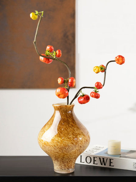 Modern Glass Bud Vases, Centerpiece Vases on Table, Handmade Liuli Vases, Color Glaze Vase, Contemporary Vases for Modern Home Decor-Art Painting Canvas