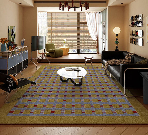 Mid Century Modern Rugs for Living Room, Vintage Area Rugs for Bedroom, Large Contemporary Area Rugs for Dining Room-Art Painting Canvas