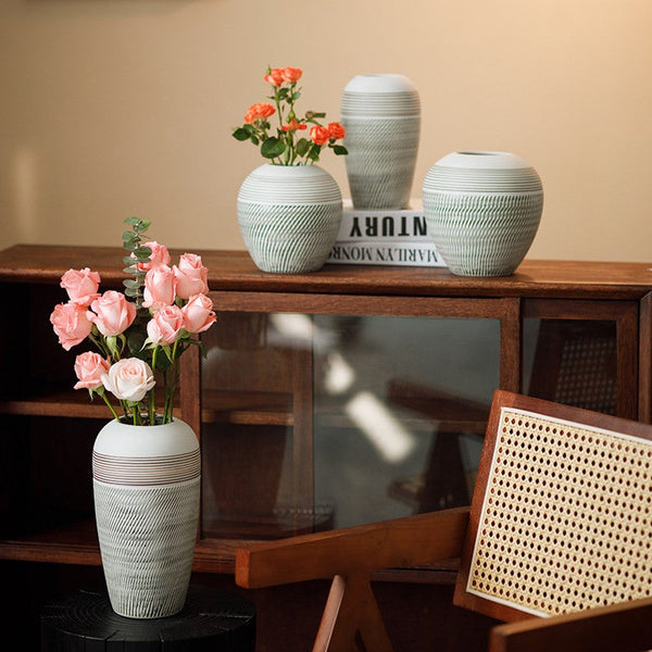 Pottery Flower Vases Urn, Modern Bouquet Flower Vases, Centerpiece on Dining Table, Large Flower Vase on Table, Handmade Water Holding Flower Vases-Art Painting Canvas