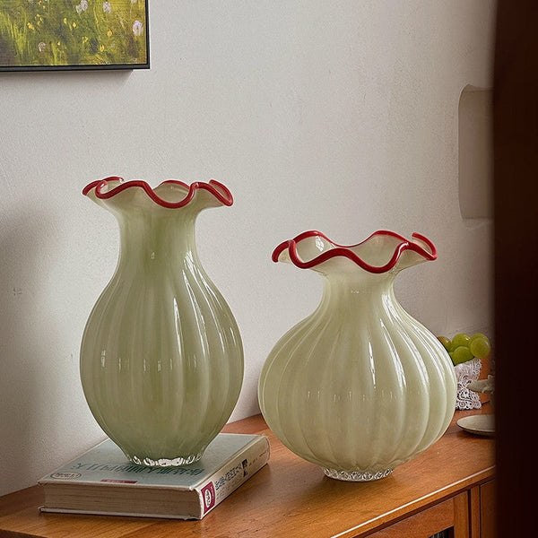 French Vintage Glass Flower Vases, Glass Bud Vases, Flower Vases on Table, Handmade Water Holding Flower Vases-Art Painting Canvas