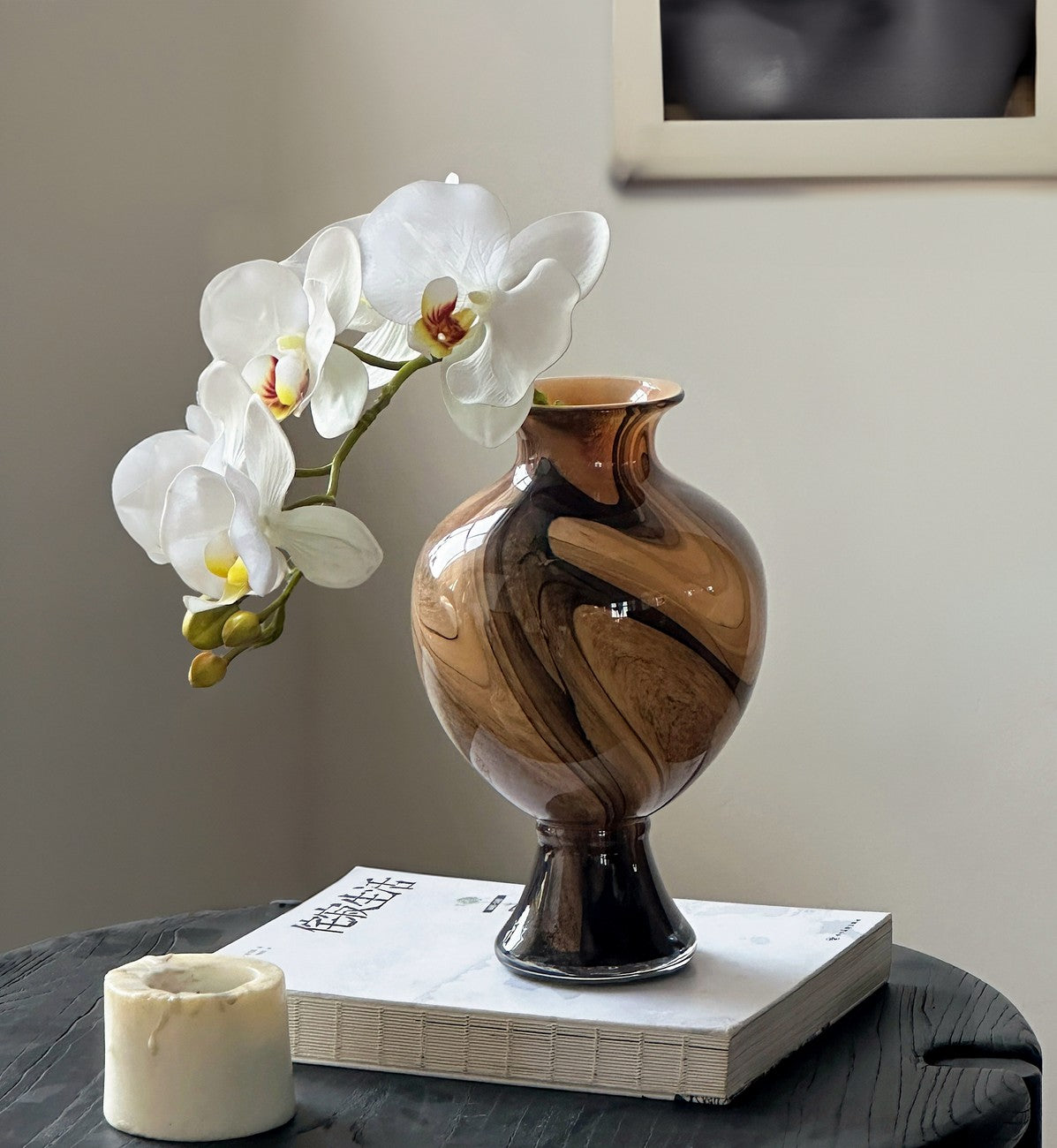 Unique Handmade Modern Glass Vase For Flowers, Contemporary Living Room Decor, Clear Art Vessel, Mid-Century Style Table Centerpiece
