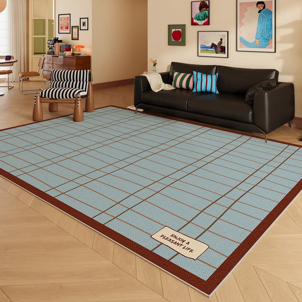 Modern Living Room Rug Ideas, Mid Century Contemporary Rugs, Geometric Modern Area Rugs, Blue Modern Rugs for Dining Room-Art Painting Canvas