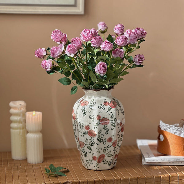 Rustic Porcelain Flower Vases, Handmade Water Holding Flower Vases, Ceramic Bouquet Vases, Tall Flower Vases on Table-Art Painting Canvas