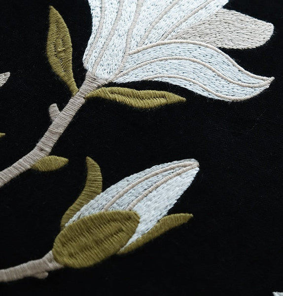 Decorative Pillow Arrangement Ideas for Couch, Magnolia Embroidered Cushion, Large Decorative Pillows for Couch, Modern Throw Pillows for Bedroom, Living Room Decorative Pillows-Art Painting Canvas