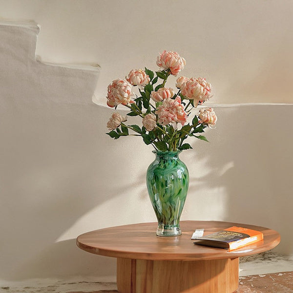 Unique Modern Vases for Flowers, Handmade Flower Vases on Table, Large Green Glass Flower Vases, Modern Glass Flower Vases-Art Painting Canvas