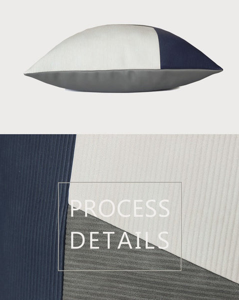 Large Modern Throw Pillows, Decorative Throw Pillow for Couch, Blue Grey Modern Sofa Pillows, Decorative Throw Pillows for Living Room, Large Square Pillows-Art Painting Canvas