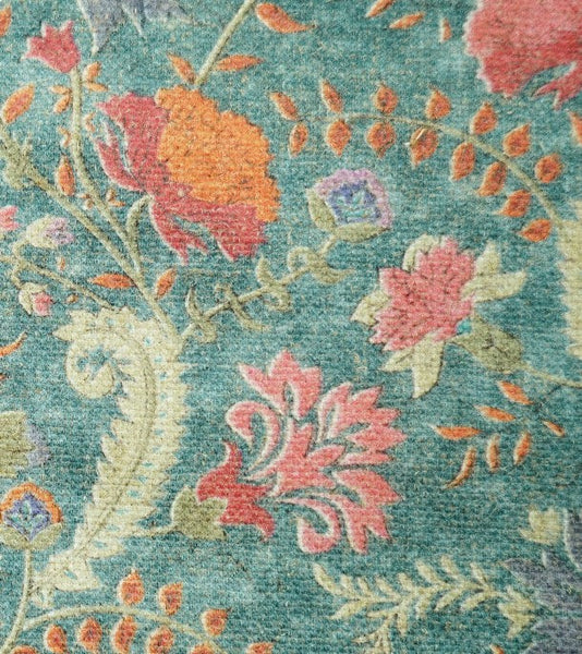 Garden Flowers Pattern Decorative Throw Pillows, Large Green Throw Pillow for Interior Design, Geomeric Contemporary Square Modern Throw Pillows for Couch-Art Painting Canvas