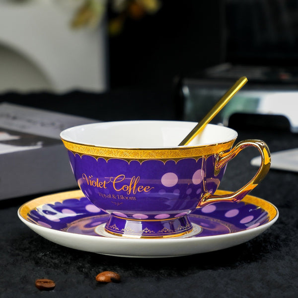British Royal Tea Cup and Saucer Set in Gift Box, Ceramic Tea Cup and Saucer Set, Porcelain Coffee Cup with Saucer, Porcelain Tea Cup and Saucer Set-Art Painting Canvas