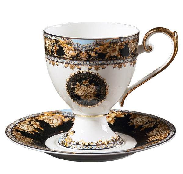 Royal Porcelain Tea Cup Saucer Set, 8 oz Tea Cup and Saucer in Gift Box as Birthday Gift, Elegant Ceramic Coffee Cups, Beautiful British Tea Cups-Art Painting Canvas
