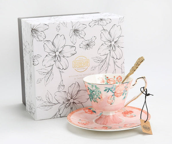 Luxury Tea Cup with Saucer, Elegant Coffee Cup, Porcelain Tea cups, Ceramic Tea Cup Set, British Tea Cup Set, Afternoon Tea Cup with Saucer Set-Art Painting Canvas