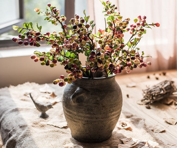 Cranberry Fruit Branch, Flower Arrangement Ideas for Living Room, Unique Artificial Flowers for Home Decoration, Spring Artificial Floral for Bedroom-Art Painting Canvas