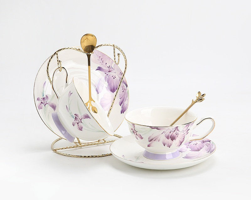 Luxury Porcelain Coffee Cup And Ceramic Tea Cup Set With Gold Trim