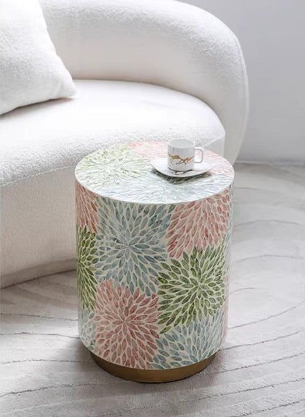 Unique Small End Table, Contemporary Small Sofa Side Table, Portable Casual Side Table, Creative Coffee Table, Shell Small Side Table-Art Painting Canvas