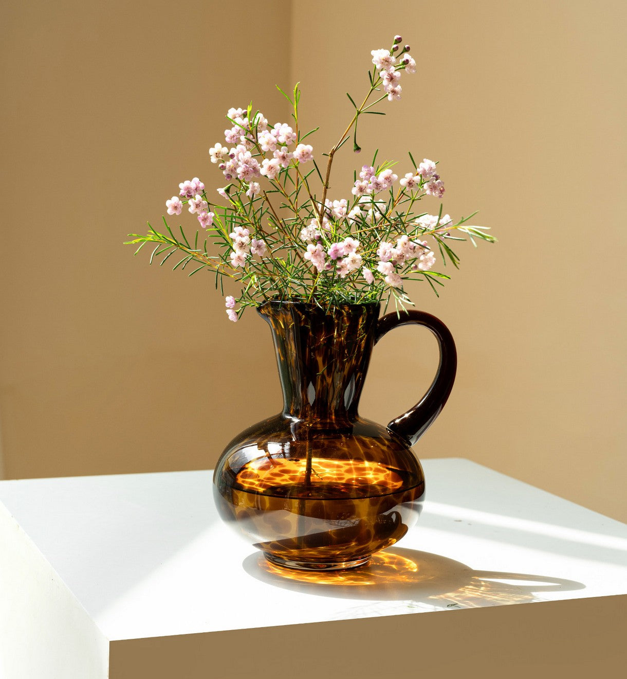 Handmade Modern Glass Vase For Bedroom Decor, Mid-Century Decorative Vase, Clear Glass Centerpiece For Table, Contemporary Flower Vase Art
