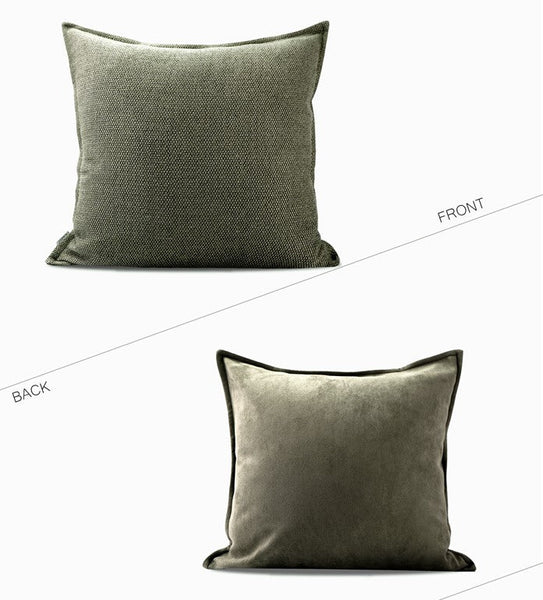 Large Green Square Modern Throw Pillows for Couch, Large Throw Pillow for Interior Design, Contemporary Modern Sofa Pillows, Simple Decorative Throw Pillows-Art Painting Canvas