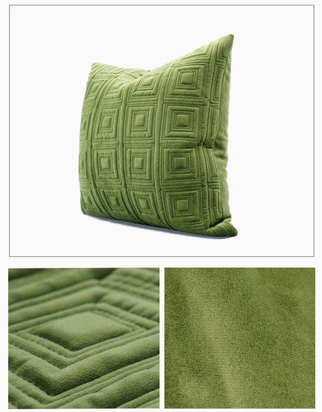 Large Square Modern Throw Pillows for Couch, Green Geometric Modern Sofa Pillows, Large Decorative Throw Pillows, Simple Throw Pillow for Interior Design-Art Painting Canvas