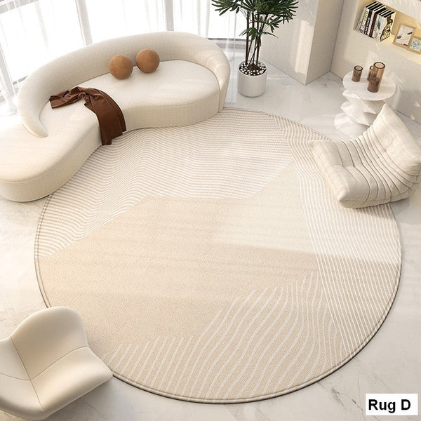 Unique Modern Rugs for Living Room, Geometric Round Rugs for Dining Room, Contemporary Modern Area Rugs for Bedroom, Circular Modern Rugs under Chairs