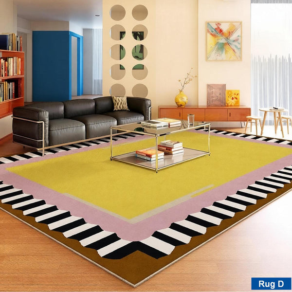 Mid Century Modern Rugs, Contemporary Modern Rugs under Coffee Table, Colorful Modern Rugs for Living Room, Dining Room Geometric Modern Rugs-Art Painting Canvas