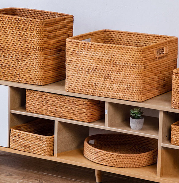 Rectangular Storage Basket for Shelves, Rattan Storage Basket for Kitchen, Storage Baskets for Bathroom, Woven Storage Baskets for Clothes-Art Painting Canvas