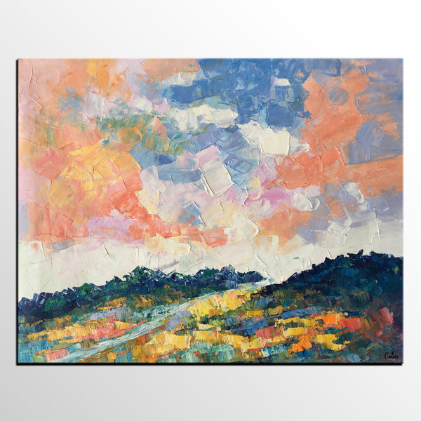 Canvas Oil Painting, Landscape Art, Mountain Sky Painting, Modern Art, Custom Large Abstract Painting-Art Painting Canvas