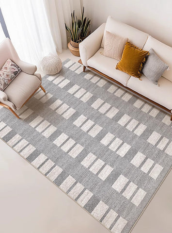 Modern Floor Rugs for Bedroom, Dining Room Floor Rug, Large Gray Floor Rugs for Living Room, Extra Large Geometric Modern Rugs for Office-Art Painting Canvas