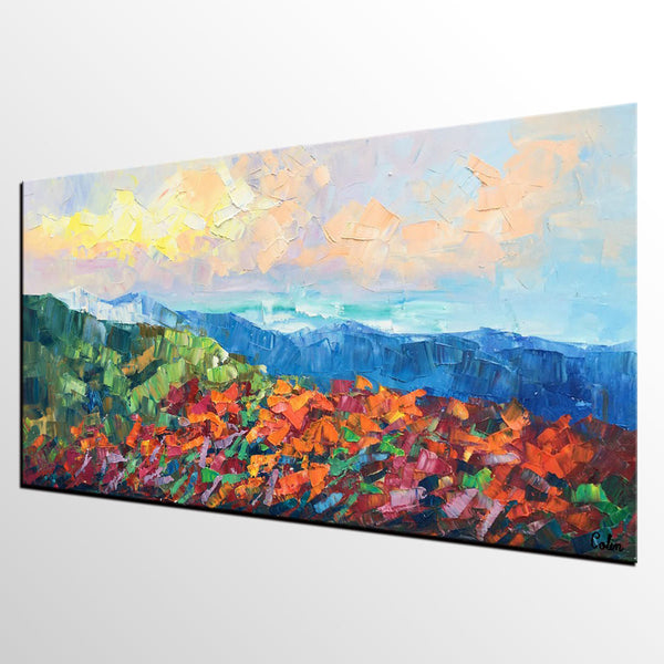 Autumn Mountain Painting, Canvas Painting for Bedroom, Landscape Painting on Canvas, Wall Art Painting, Custom Original Oil Paintings-Art Painting Canvas