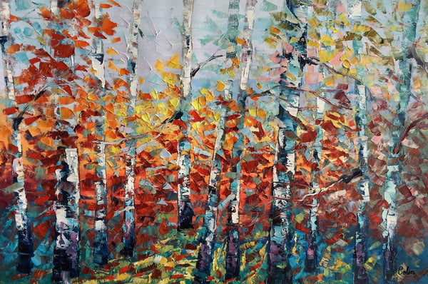 Large Art, Canvas Wall Art, Landscape Art, Birch Tree Artwork, Custom Canvas Painting-Art Painting Canvas