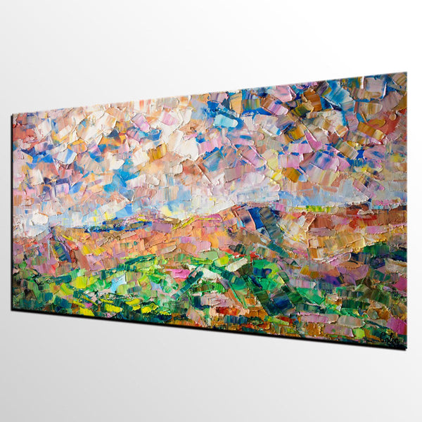 Heavy Texture Painting, Autumn Mountain Painting, Landscape Painting, Custom Large Canvas Art-Art Painting Canvas