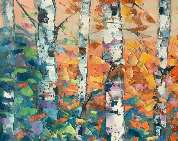 Birch Tree Painting, Large Oil Painting, Custom Canvas Artwork, Canvas Painting for Bedroom-Art Painting Canvas