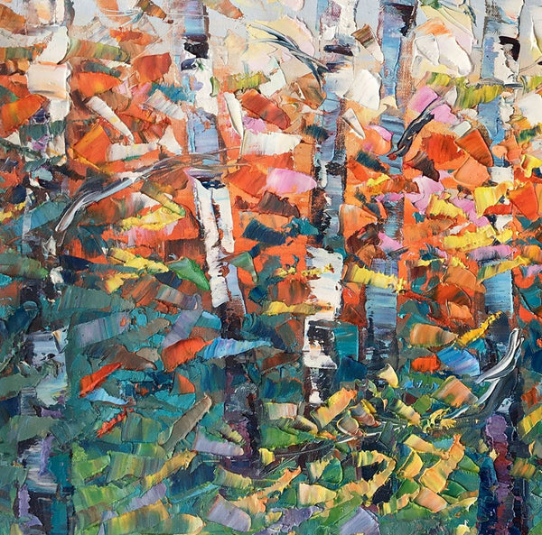 Birch Tree Painting, Impasto Art, Large Canvas Art, Bedroom Canvas Painting, Custom Extra Large Painting-Art Painting Canvas