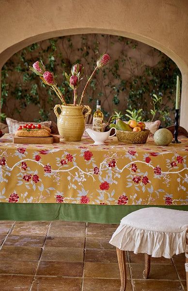 Farmhouse Table Cloth, Dining Room Flower Table Cloths, Large Square Tablecloth for Round Table, Extra Large Rectangular Table Covers for Kitchen-Art Painting Canvas