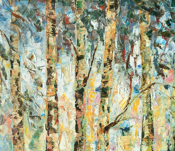 Abstract Landscape Painting, Birch Tree Painting, Bedroom Wall Art Paintings, Simple Modern Art, Custom Landscape Painting for Bedroom