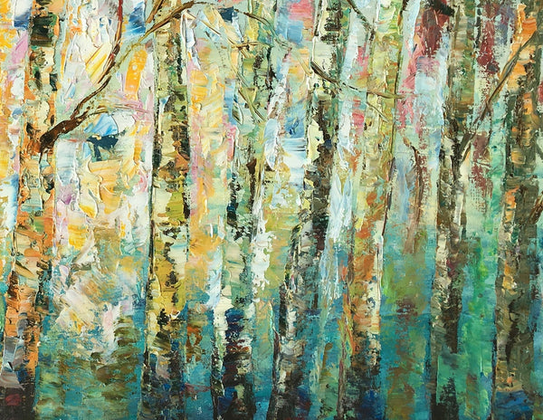 Abstract Landscape Painting, Birch Tree Painting, Bedroom Wall Art Paintings, Simple Modern Art, Custom Landscape Painting for Bedroom-Art Painting Canvas