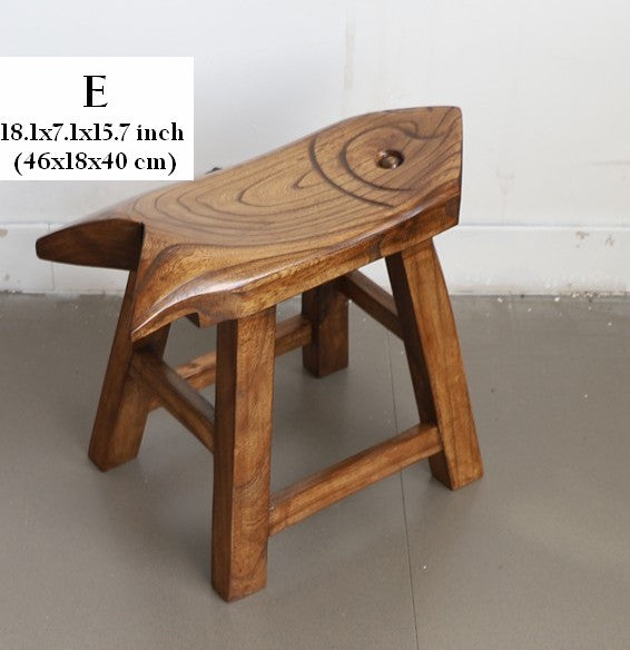 Solid Wood low Stool, Creative Shoe-changing Stool, Handmade Vintage Old Elm Wood Stool, Children's Wooden Stool, Sofa Stool, Dining Table Stool-Art Painting Canvas