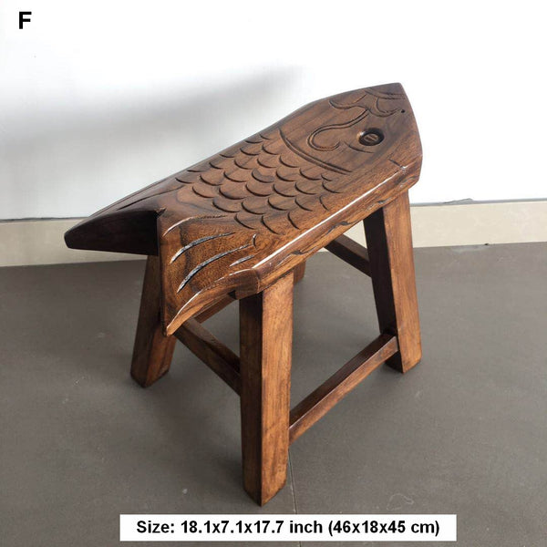 Handmade Solid Wood low Stool, Creative Shoe-changing Stool, Vintage Old Elm Wood Stool, Children's Wooden Stool, Sofa Stool, Dining Table Stool-Art Painting Canvas