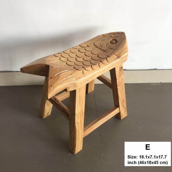 Handmade Solid Wood low Stool, Creative Shoe-changing Stool, Old Elm Wood Stool, Children's Wooden Stool, Sofa Stool, Dining Table Stool-Art Painting Canvas
