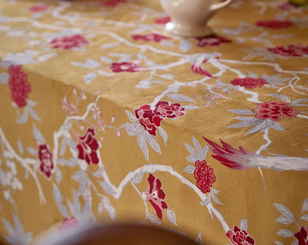 Farmhouse Table Cloth, Dining Room Flower Table Cloths, Large Square Tablecloth for Round Table, Extra Large Rectangular Table Covers for Kitchen-Art Painting Canvas
