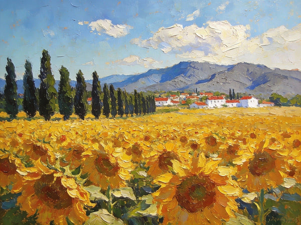 Small Wall Paintings, Sunflower Fields in Provence, Small Oil Paintings on Canvas, Hand Painted Canvas Art, Heavy Texture Oil Paintings, Original Artwork Small Paintings-Art Painting Canvas