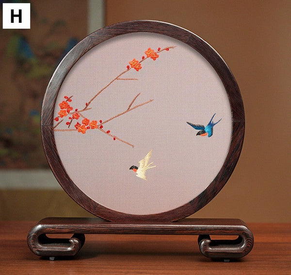 Traditional Chinese Suzhou Flower and Birds Silk Embroidery Ornaments, Exclusive Business Presents, Creative Birthday Gift, Premium Souvenir-Art Painting Canvas