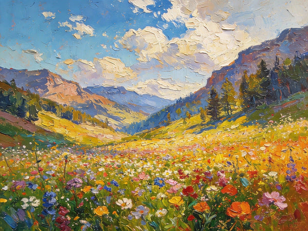 Valley in Full Spring Bloom, Hand Painted Canvas Art, Small Landscape Paintings, Original Oil Paintings, Small Paintings on Canvas, Small Paintings on Canvas-Art Painting Canvas